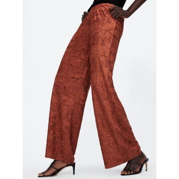 ZARA Jacquard Upholstery Textured Burnout
Wide Leg Pull-On Palazzo Pants Large - Picture 3 of 13